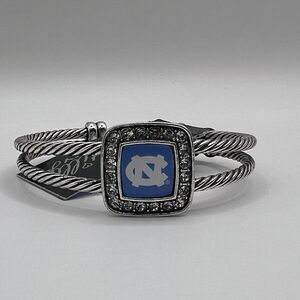 North Carolina Tar Heels Silver Twisted Crystal‎ Cuff Bracelet Jewelry NCAA